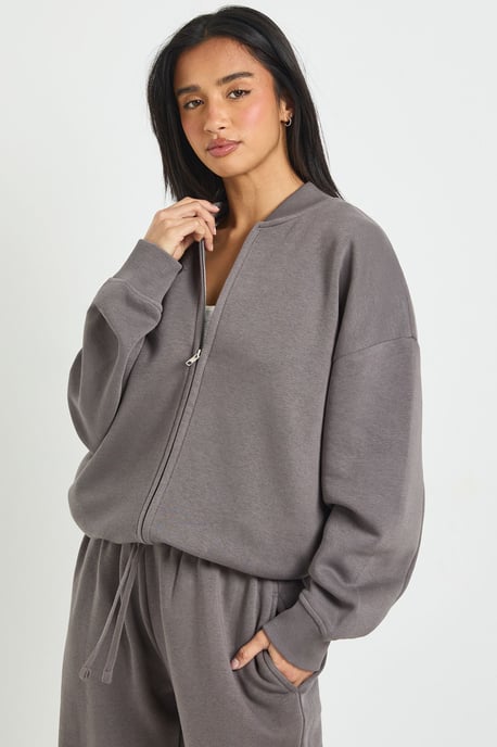 Petite Bomber Jacket Wide Leg Jogger Tracksuit - Image 3