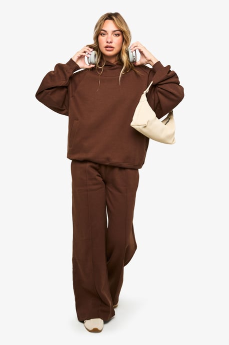 Petite Pintuck Detail Deep Waistband Wide Leg Jogger - Image 1