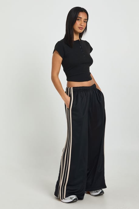 Petite Side Stripe Adjustable Cuff Wide Leg Jogger - Image 1