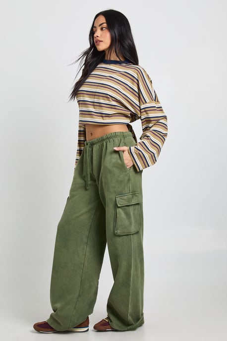 Washed Mid Rise Cargo Straight Leg Jogger - Image 3