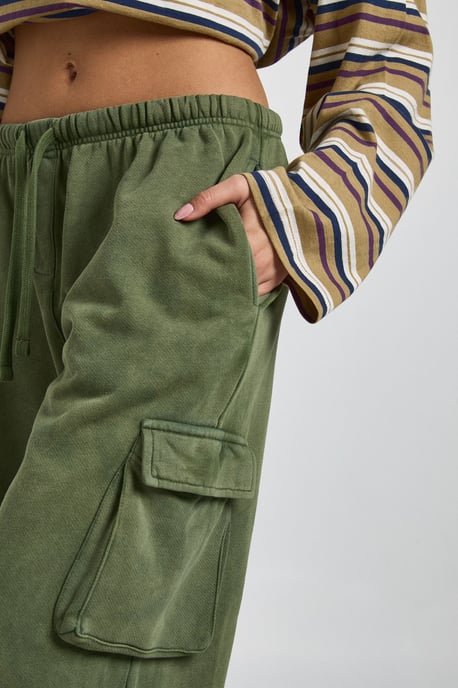 Washed Mid Rise Cargo Straight Leg Jogger - Image 4