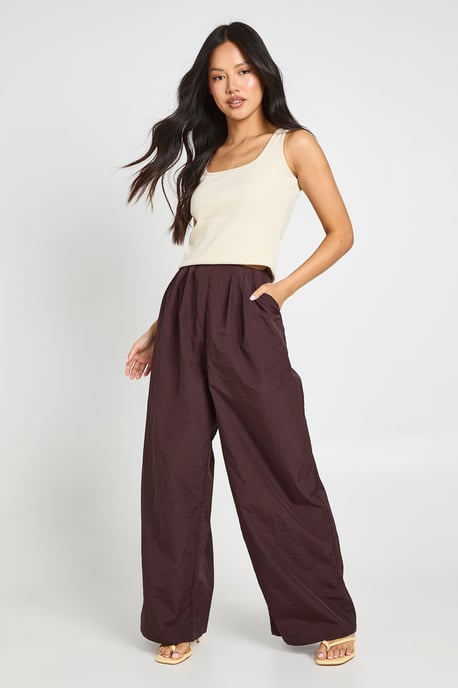 Petite Nylon Pleat Detail Cargo Trousers - Image 1