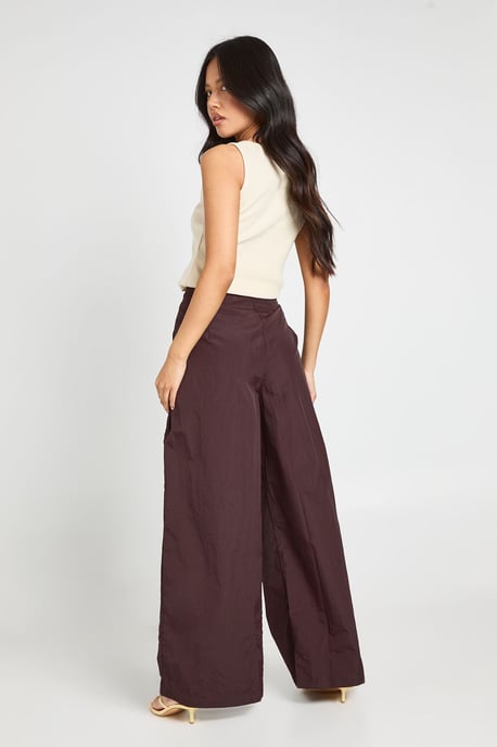 Petite Nylon Pleat Detail Cargo Trousers - Image 2
