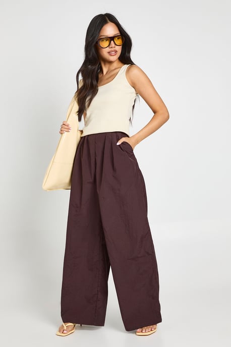 Petite Nylon Pleat Detail Cargo Trousers - Image 3