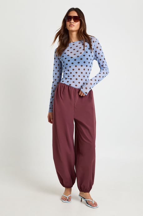 Poplin Low Rise Concealed Waistband Balloon Trousers - Image 1