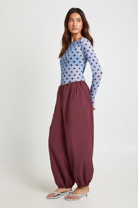 Poplin Low Rise Concealed Waistband Balloon Trousers - Image 3
