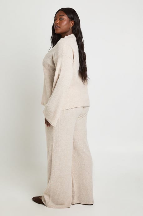 Plus Brushed Rib High Neck Boxy Top & Trouser Co Ord - Image 2