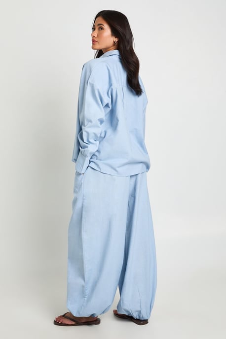 Linen Look Tie Cuff Trousers - Image 2