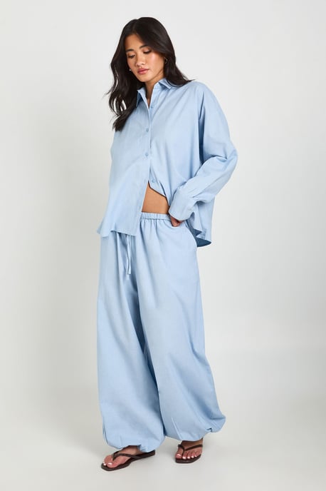 Linen Look Tie Cuff Trousers - Image 3