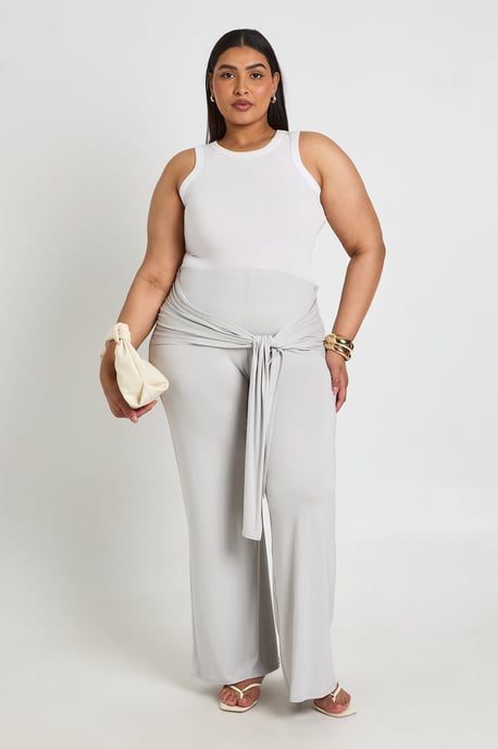 Plus Tie Waist Flare Trouser - Image 1