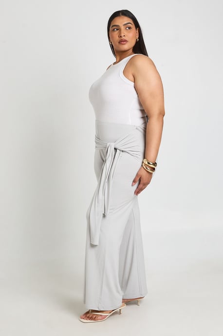 Plus Tie Waist Flare Trouser - Image 3