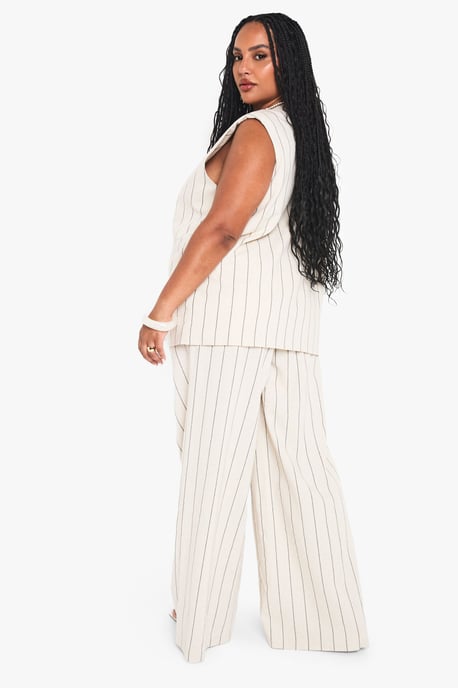 Plus Tailored Linen Stripe Trouser - Image 2