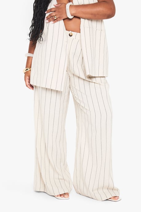 Plus Tailored Linen Stripe Trouser - Image 4