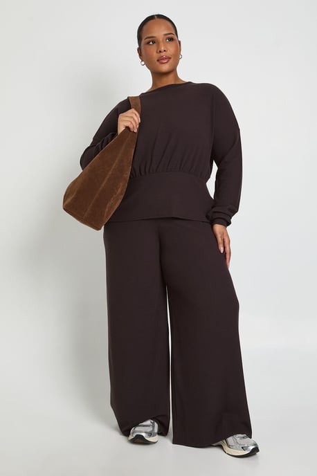 Plus Cinched Waist Long Sleeve Top and Trouser Co Ord - Image 1