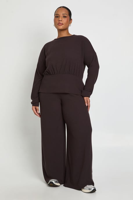 Plus Cinched Waist Long Sleeve Top and Trouser Co Ord - Image 3