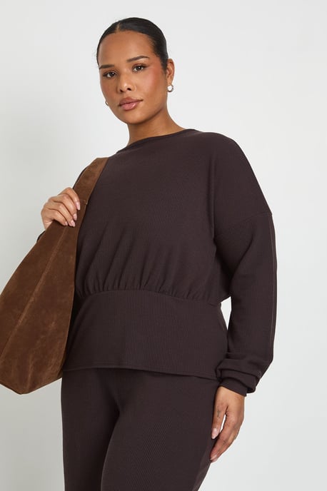 Plus Cinched Waist Long Sleeve Top and Trouser Co Ord - Image 4