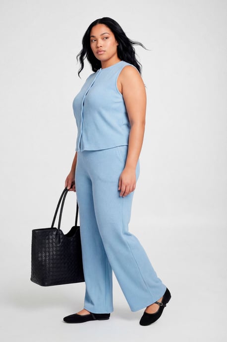 Plus Rib Button Top and Trouser Co-Ord - Image 1