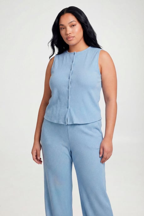 Plus Rib Button Top and Trouser Co-Ord - Image 3