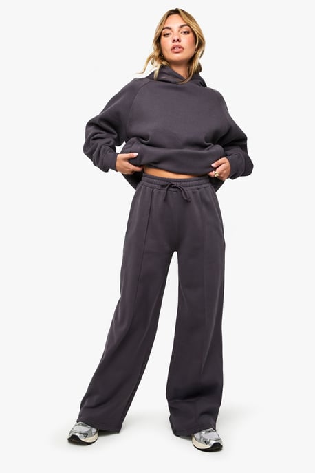 Petite Pintuck Detail Deep Waistband Wide Leg Jogger - Image 1