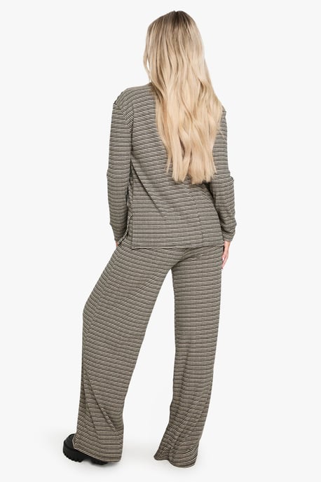 Maternity Rib Tie Waist Stripe Trousers - Image 2