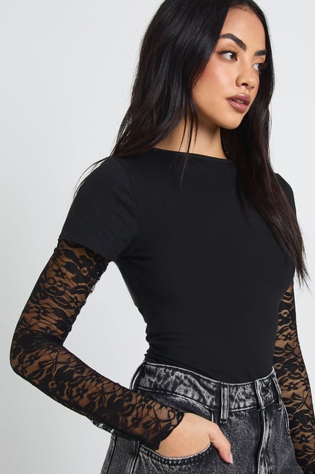 Lace Sleeved Baby Tee - Image 4