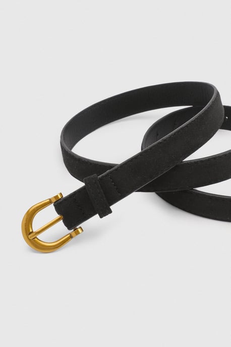 Faux Suede Gold D Buckle Belt - Image 3