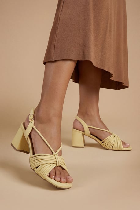 Heidi Faux Suede Flared Block Heel Strappy Sandals - Image 1