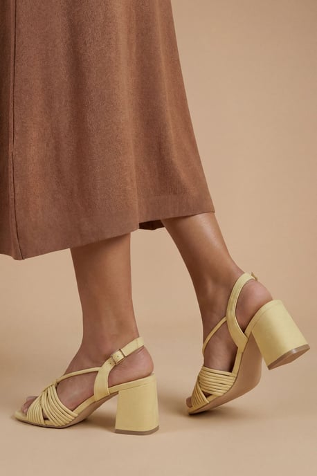 Heidi Faux Suede Flared Block Heel Strappy Sandals - Image 2