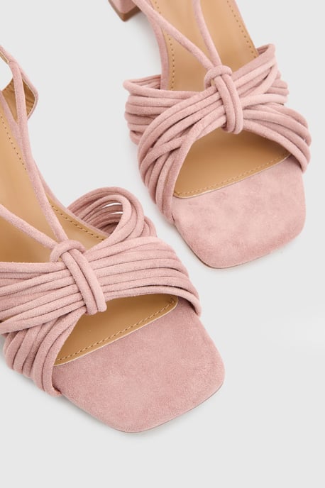 Heidi Faux Suede Flared Block Heel Strappy Sandals - Image 5