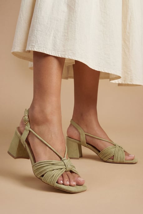 Heidi Faux Suede Flared Block Heel Strappy Sandals - Image 1