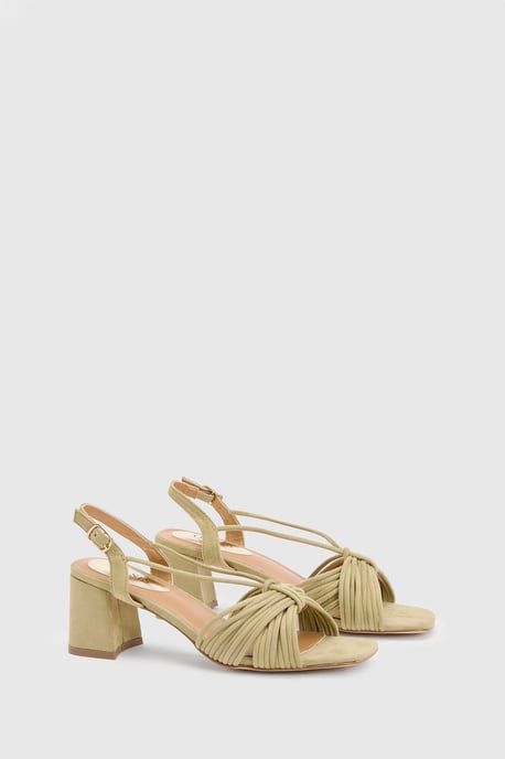 Heidi Faux Suede Flared Block Heel Strappy Sandals - Image 3