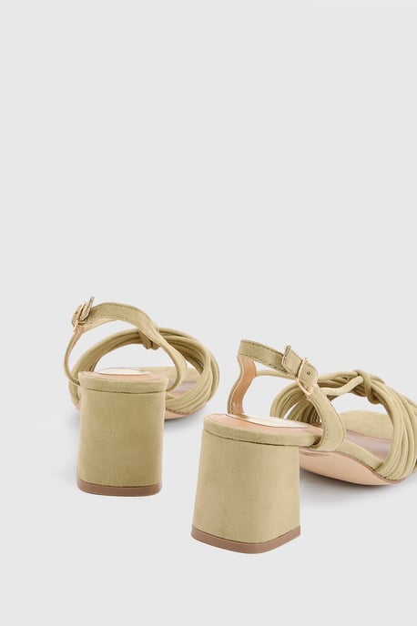 Heidi Faux Suede Flared Block Heel Strappy Sandals - Image 4
