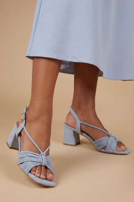 Heidi Faux Suede Flared Block Heel Strappy Sandals - Image 1