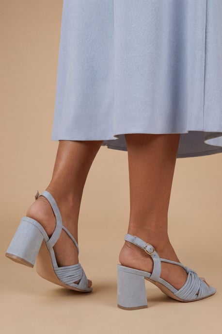 Heidi Faux Suede Flared Block Heel Strappy Sandals - Image 2