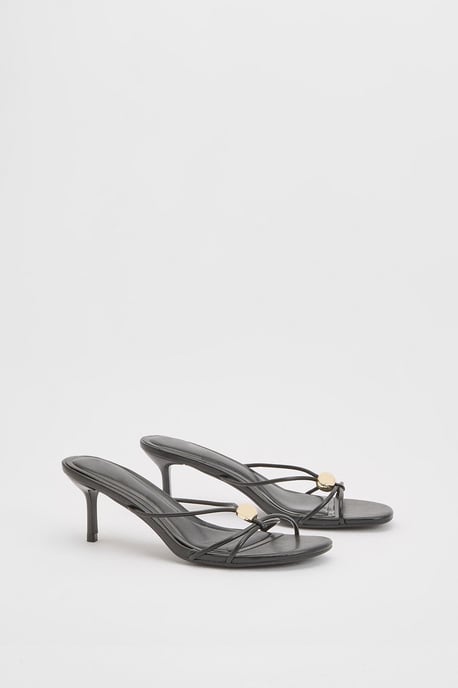Hardware Detail Strappy Heeled Mules - Image 3