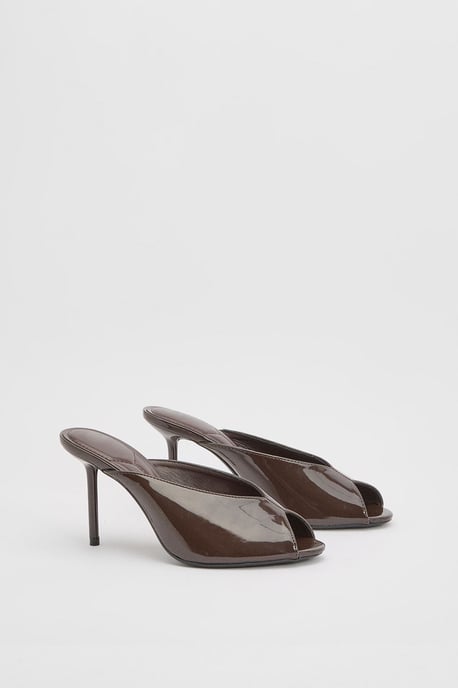 Patent Peep Toe Heeled Mules - Image 3