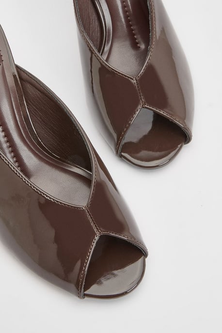 Patent Peep Toe Heeled Mules - Image 5
