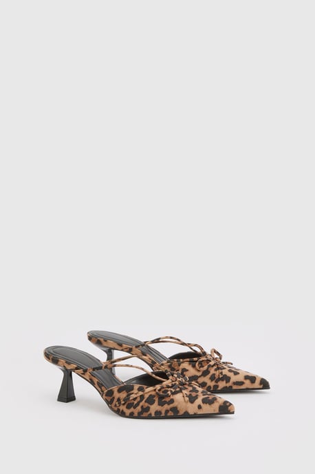 Faux Suede Leopard Print Court Heeled Mules - Image 3