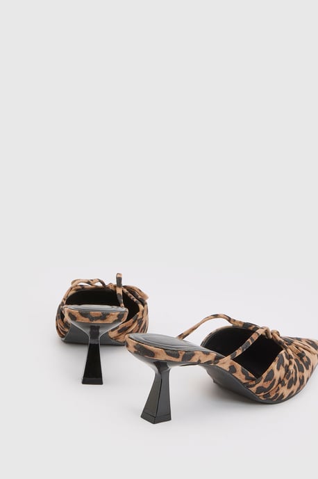 Faux Suede Leopard Print Court Heeled Mules - Image 4
