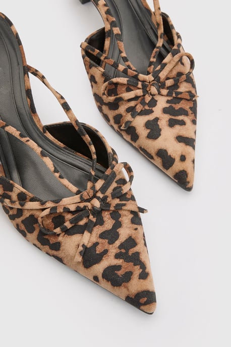 Faux Suede Leopard Print Court Heeled Mules - Image 5