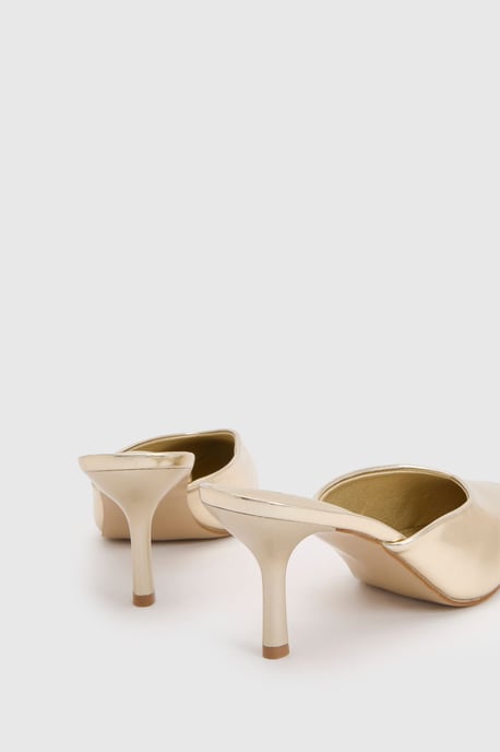 Metallic Court Heeled Mules - Image 4