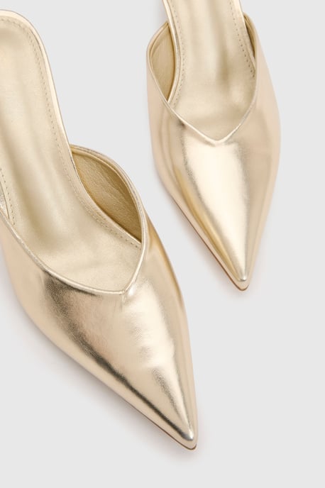 Metallic Court Heeled Mules - Image 5
