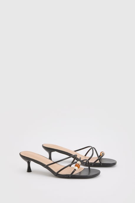 Beaded Detail Strappy Heeled Mules - Image 3