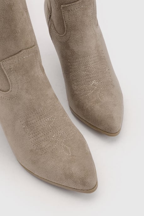 Faux Suede Embroidered Calf High Western Cowboy Boots - Image 5