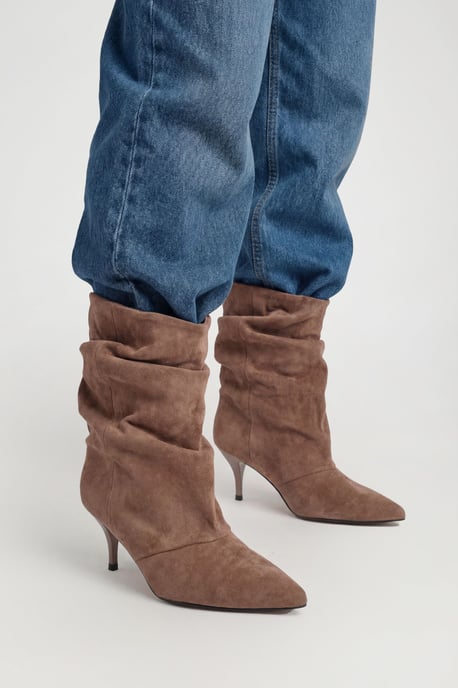 Slouchy Ruched Ankle Boots - Image 1