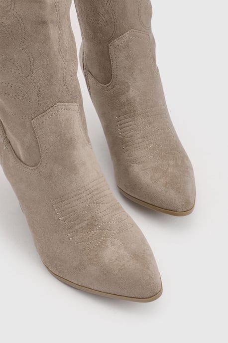 Faux Suede Embroidered Knee High Western Cowboy Boots - Image 5