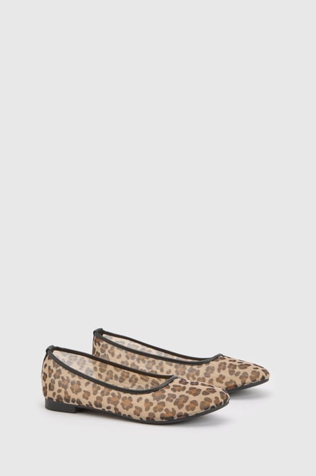 Mesh Leopard Print Ballet Flats - Image 3