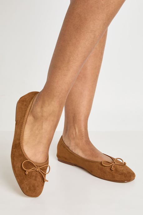 Faux Suede Square Toe Ballet Flats - Image 1