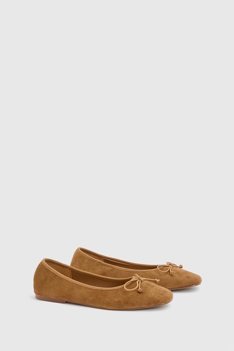 Faux Suede Square Toe Ballet Flats - Image 3