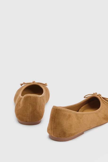 Faux Suede Square Toe Ballet Flats - Image 4